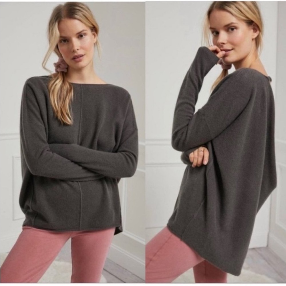 Anthropologie Saturday Sunday Reese Low-Back 100% Cashmere Sage Green Sweater